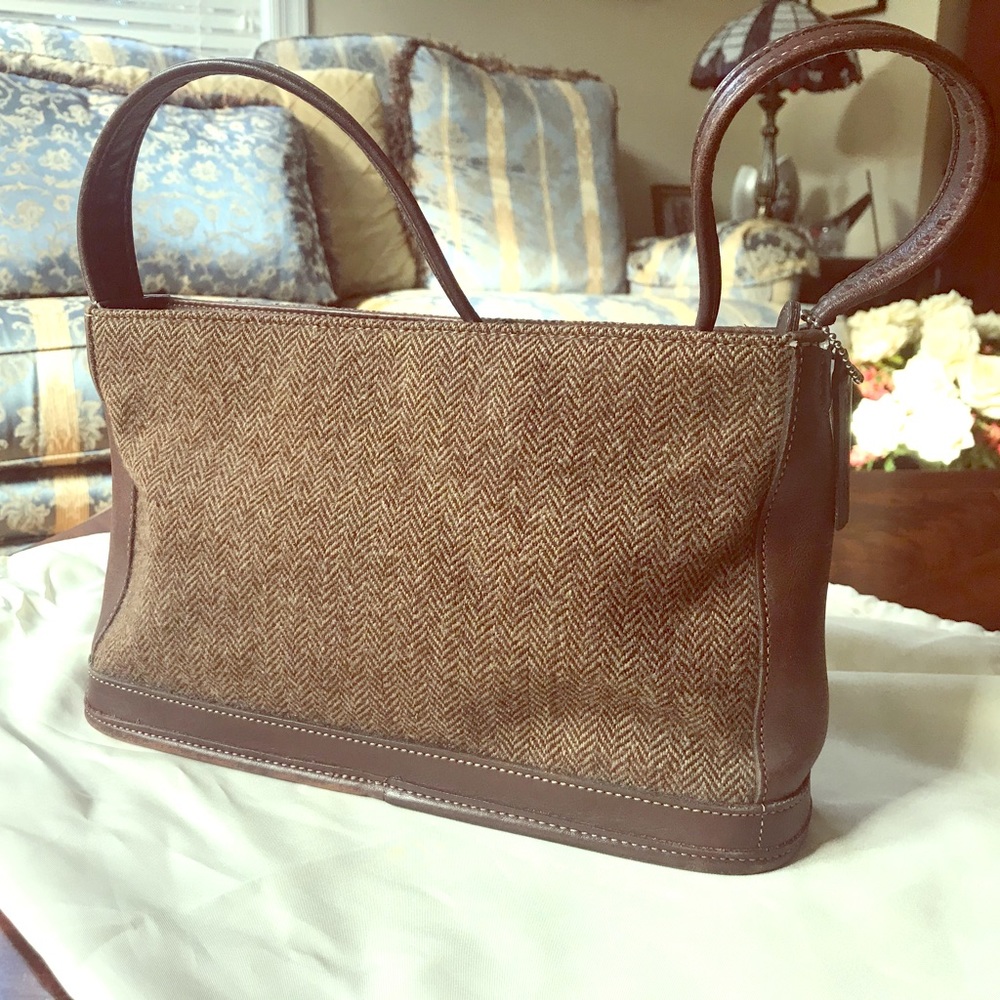 Coach brown tweed shoulder bag